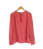 ザラ ベーシック ZARA BASIC シャツ ブラウス カットソー Vネック 長袖 無地 プルオーバー サイズMEX 24 ピンク QQQ