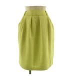 スカート ひざ丈 タック入り グリーン系 黄緑 うぐいす色系 1