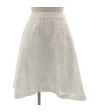 エフデ ef-de スカート フレア ひざ丈 立体模様 花柄 日本製 ホワイト 白 7