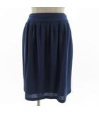 スカート フレア ギャザー ひざ丈 日本製 シンプル ブルー 青 1