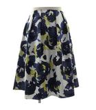 スカート フレア ミディ丈 日本製 総柄 ドット ホワイト 白 ブルー 青 ネイビー 紺 イエロー系 黄色系 3