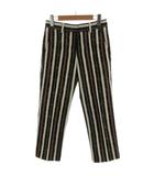イザベル マラン エトワール ISABEL MARANT ETOILE パンツ スリム コットン混 ストライプ ブラック 黒 アイボリー パープル系 エンジパープル 34