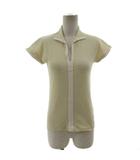 ブルネロクチネリ BRUNELLO CUCINELLI スキッパーカラーポロシャツ フレンチスリーブ コットン混 配色 ベージュ ライトベージュ M