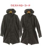 ニコルクラブフォーメン NICOLE CLUB FOR MEN モッズコート フード 襟ワイヤー入り 袖ロールアップ ウエストドローコード コットン カーキ系 カーキグレー 46