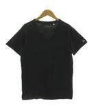 Tシャツ  Vネック 半袖 ラクダロゴ刺繍 コットン ブラック 黒 1