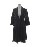 エフデ ef-de スーツ ジャケット テーラードカラー シングル 1B スカート タック フレア ひざ丈 日本製 コットン混 ネイビー 紺 9