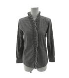 イザベル マラン エトワール ISABEL MARANT ETOILE シャツ フリルネック V襟 立ち襟 フリル フリンジ 長袖 コットン混 グレー 34