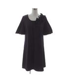 オットー OTTO ワンピース フォーマル ドレス コサージュ ギャザー 五分袖 フレアスリーブ ひざ丈 パープル 紫 L