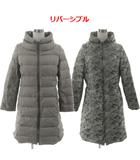 ダーマコレクション dama collection リバーシブルロングダウンコート 12328-02583 ジップアップ ダウン80% グレーブラウン カモフラ 迷彩 グレー ブラウン系 L