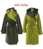 マックスマーラ MAX MARA CITY リバーシブル フード コート 10211154 ガウンコート リボンベルト イタリア製 カーキ うぐいす色 44