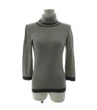 マーガレットハウエル MARGARET HOWELL ボーダータートルネックニット 578-263809 七分袖 日本製 ウール グレー アイボリー  2