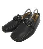トッズ TOD'S ドライビングシューズ ローファー スクエアトゥ ステッチ レザー ブラック 黒 37