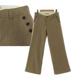 ヒューマンウーマン HUMAN WOMAN チェックバギーパンツ 077-230912 起毛 ウール ベージュ ブラウン 茶 グリーン系 緑系 SS