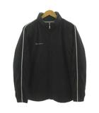 チャンピオン CHAMPION ウインドブレーカージャケット CJ1112 スタンドカラー フード ロゴ刺繍 ライン ジップアップ 裏起毛 ブラック 黒 シルバー L