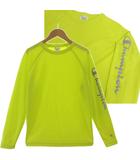 チャンピオン CHAMPION ロングスリーブTシャツ ロゴプリント ラグランスリーブ 速乾 ネオンイエロー系 シルバー M