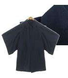  Kakusode 着物コート ステンカラー シルク混 バーズアイ柄調 ブルー系 青系 ネイビー 紺 M