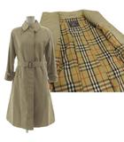 バーバリーズ Burberrys ステンカラーコート ヴィンテージ イングランド製 ベルト付き 裏地ノバチェック コットン混 ベージュ