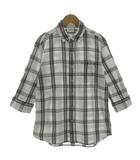 アーノルドパーマー Arnold Palmer 七分袖チェックシャツ 7000220010-99 胸ポケ ロゴ刺繍 袖ロールアップ コットン ホワイト 白 ブラック 黒 M