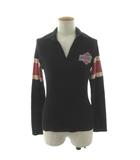 ヒステリックグラマー HYSTERIC GLAMOUR ヴィンテージ 90年代 パイル地ポロシャツ 2CH-3460 スキッパーカラー ロゴプリント 長袖 日本製 コットン ブラック 黒 F