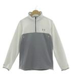 アンダーアーマー UNDER ARMOUR GOLFエレメンタルCOLDGEAR INFRARED 1/2ジップ MGF1547 ハイネック STORM1 ロゴプリント サイドファスナー 裏起毛 ホワイト 白 グレー L
