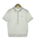 ラコステ LACOSTE 裾リブ付き半袖ポロシャツ PF106EL ロゴワッペン コットン混 ホワイト 白 ネイビー 紺 34