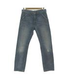 エレメント ELEMENT denim ストレートジーンズ E44-702 デニム ユーズド加工 ダメージ加工 ペンキ加工 バックシンチベルト 日本製 コットン ブルー 青 32