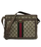 グッチ GUCCI オールドグッチ GGスプリーム シェリーライン 14.02.013 ショルダーバッグ イタリア製 PVC レザー ブラウン系 茶系