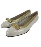 サルヴァトーレフェラガモ Salvatore Ferragamo ヴァラ リボン パンプス レザー イタリア製 パール ゴールド 6.5