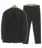 ジャンニヴェルサーチ ヴェルサーチェ GIANNI VERSACE 90s イタリア製 ヴィンテージ メドゥーサ ダブル 4B スーツ ピークドラペルジャケット パンツ ツータック ウール ストライプ ドット ブラック 黒 グレー 56 大きいサイズ