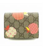 グッチ GUCCI レ ポム カードケース ウォレット アップル 二つ折り財布 コンパクト GGスプリーム りんご 茶 ブラウン マルチカラー /BB ■OH ■BM