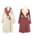 マックスマーラ MAX MARA CITY 1021065400 リバーシブルコート スプリングコート ロング ベルト付き 40 グレー ピンク /KU ■BM