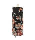ジョルジオアルマーニ GIORGIO ARMANI ワンピース ミモレ ロング ノースリーブ 花柄 I36 黒 ブラック マルチカラー UAA10T UA832 /KU ■BM