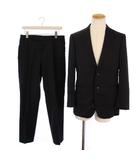 バーバリー BURBERRY セットアップ スーツ 上下 テーラードジャケット 背抜き シングル 2B パンツ ジップフライ ストライプ柄 ウール 90-78-165 黒 /BM ■BM