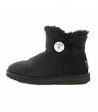 アグ オーストラリア UGG australia ムートンブーツ ショートブーツ 厚底 スエード ロゴ US6 23cm 黒 ブラック /BB ■BM
