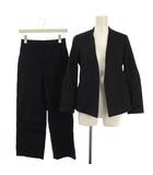 セットアップ 上下 ノーカラージャケット スラックスパンツ リネン混 0 00 ネイビー 01-9104017 01-9106028 /BM ■MU