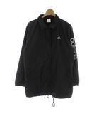 アディダス adidas コーチジャケット 上着 M 黒 ブラック 長袖 襟付き ロゴ入り /GG ■NI
