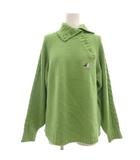 ブラック&ホワイト BLACK&WHITE セーター ウール M 緑 グリーン 長袖 ポロカラー ケーブルニット袖 /ML ■GY66