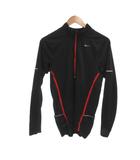 ナイキ NIKE ランニングシャツ S 黒 ブラック 赤 レッド 無地 スタンドカラー 長袖 /TZ ■GY66