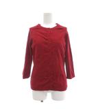 アンサンブルニット カーディガン タンクトップ 赤 レッド ノースリーブ ラウンドネック リブ編み /KB ■GY66