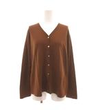 カーディガン ウール LL 茶 ブラウン Vネック 長袖 ボタンフロント /NU ■GY66