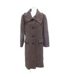 美品 コート ジャケットウール 9 赤 レッド ロング丈  長袖 大きな襟 フリンジ装飾 /HW ■GY66