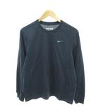 ナイキ NIKE タグ付き 長袖Tシャツ ロンT ロゴ刺繍 無地 ラウンドネック L 紺 ネイビー /YJ ■GY66