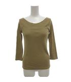 ラルフローレン RALPH LAUREN ニット カットソー 無地 ボートネック M ベージュ 七分袖 /IL ■GY66