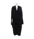 ルーニィ LOUNIE フーデッドロングカーディガン ヤクウール 黒 ブラック 長袖 ベルト付き /UO ■GY66