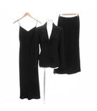 ノーベスパジオ NOVESPAZIO セットアップ スリーピース スーツ テーラードジャケット ロングスカート キャミソールワンピース 38 黒 ブラック マキシ ロング丈 フォーマル ラメヤーン /NU ■ECF001