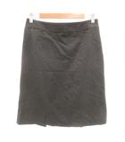 美品 台形スカート L 灰色 グレー ストライプ柄 膝丈 /SJ ■ECF001