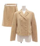 ヨンドシー 4℃ セットアップ フォーマル テーラードジャケット スカート M アルパカ 総裏地 ダブル ひざ丈 ベージュ /AE ■ECF001