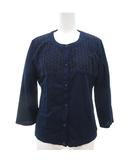 クレージュ courreges 美品 アンサンブル カーディガン カットソー 40 紺 ネイビー ラウンドネック 半袖 七分袖 /NL ■ECF003