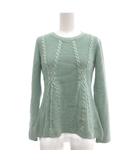 ニット セーター M ライトグリーン ケーブルニット ラウンドネック 長袖 /NU ■ECF003