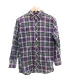 美品 シャツ 2 パープル系 チェック柄 ボタンダウンカラー 長袖 /NL ■ECF003